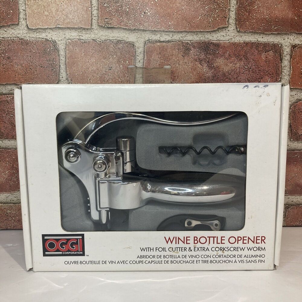 OGGI Corporation Wine Bottle Opener W/ Foil Cutter‎ & Extra Corkscrew Worm